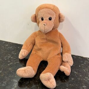 VTG 1995 Ty Beanie Baby Bongo The Monkey Hard Eyes Plush 9" Tush Tag Only GUC